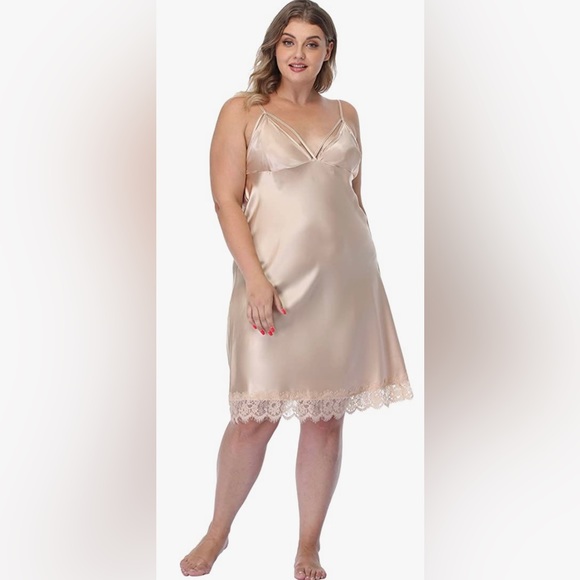 Champagne Satin Slip Dress - Picture 1 of 4